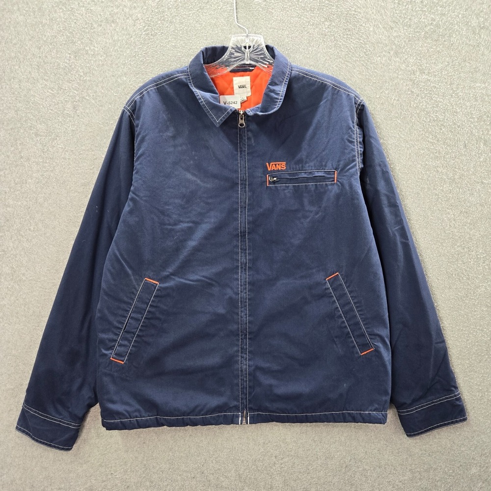 Vans Women Jacket Large Blue Quilted Lined Pro Stitched Station Skater Y2K